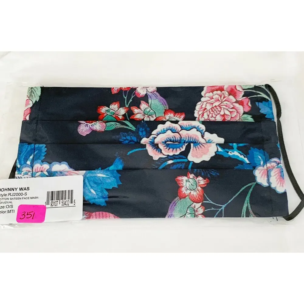 JOHNNY WAS Face Mask Designer Floral Cotton Face Mask